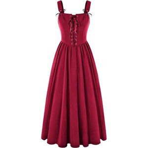 Womens Renaissance Dress Lace Up Red